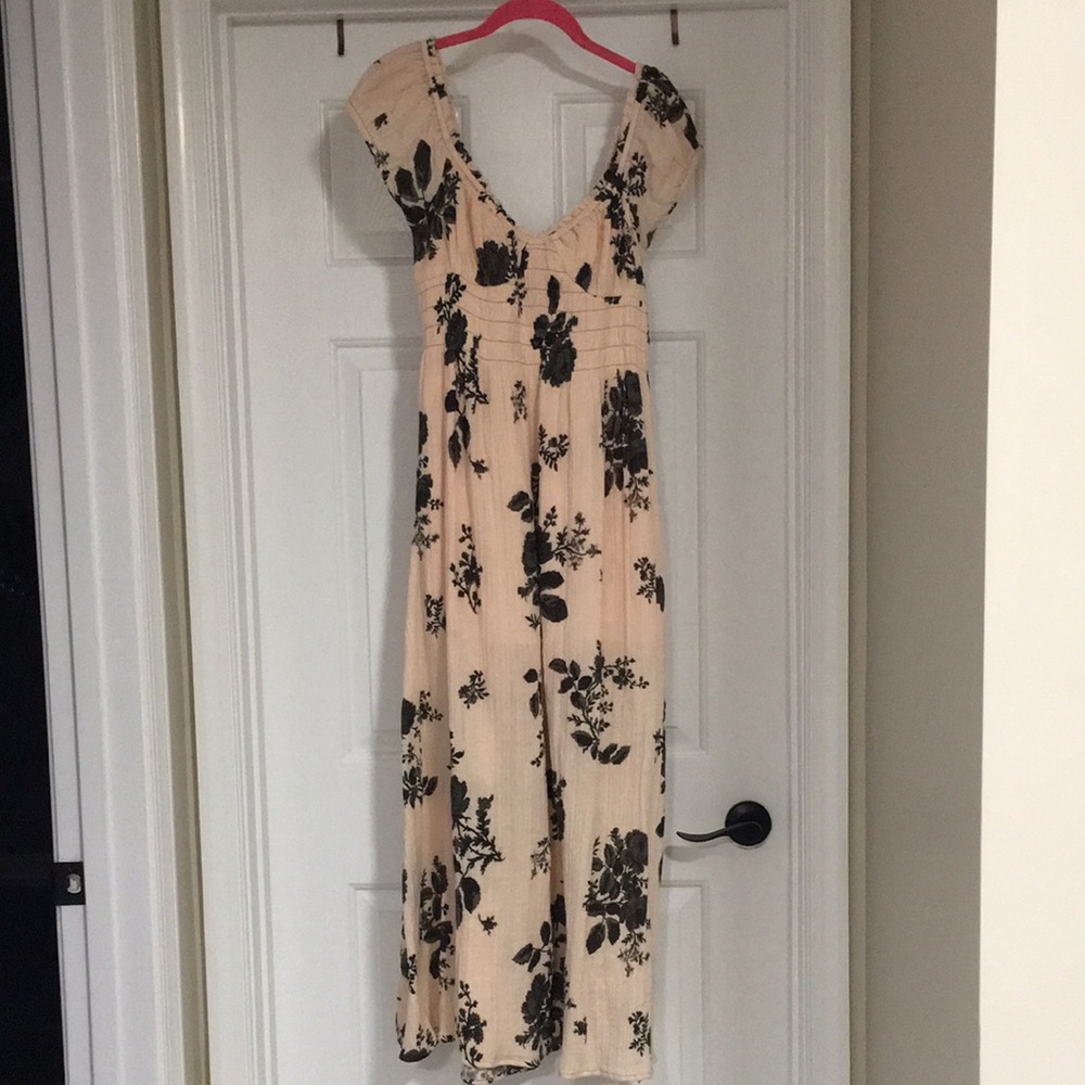 Free People Cotton Lined Gauzy forget me not Open Back Side Slit Midi EUC DRESS - Picture 4 of 8
